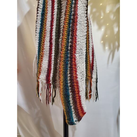 Boston Proper Wool Blend Fringe Stripe Long Cardigan Sweater Womens Size XS Boho - Picture 7 of 11